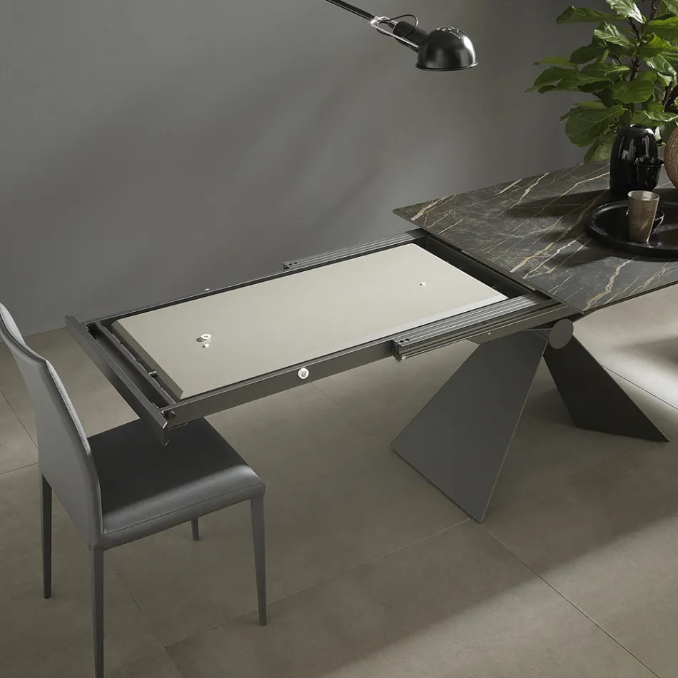Mesa de comedor extensible hasta 298 cm en cerámica Made in Italy - Anaconda Viadurini