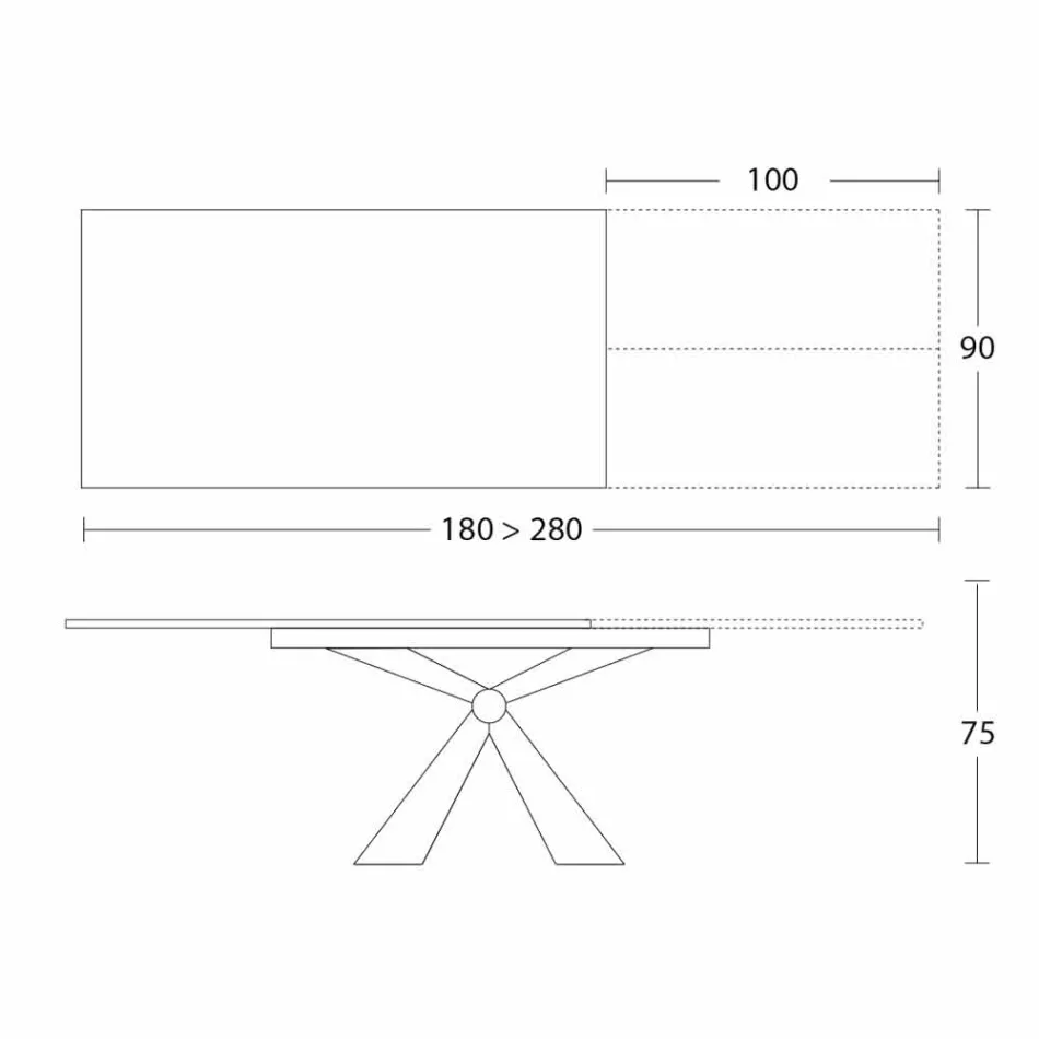 Mesa de comedor extensible hasta 298 cm en cerámica Made in Italy - Anaconda Viadurini