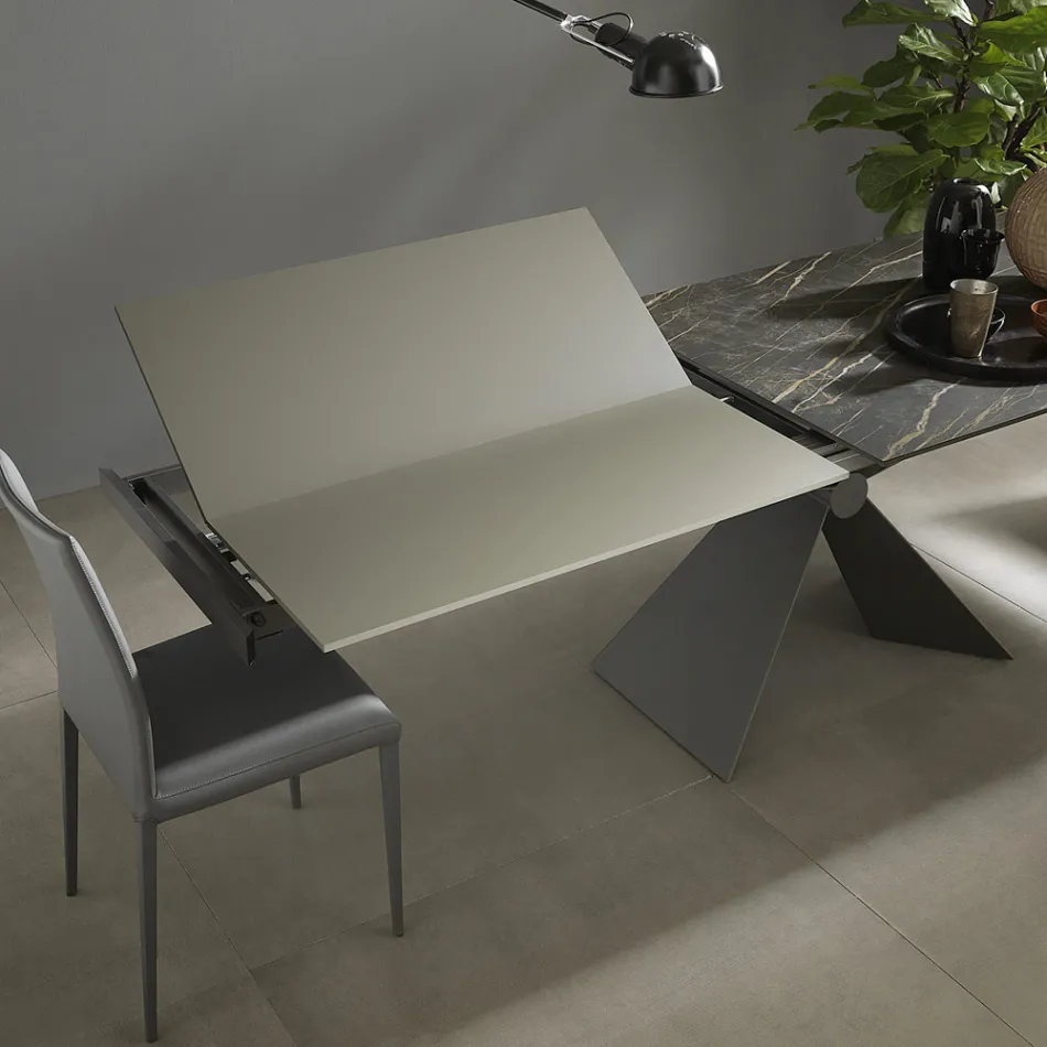 Mesa de comedor extensible hasta 298 cm en cerámica Made in Italy - Anaconda Viadurini
