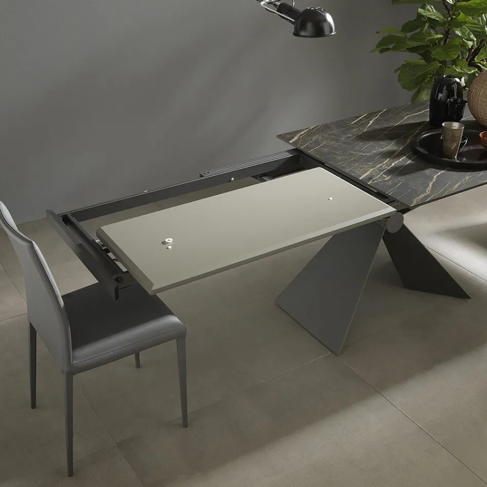 Mesa de comedor extensible hasta 298 cm en cerámica Made in Italy - Anaconda Viadurini