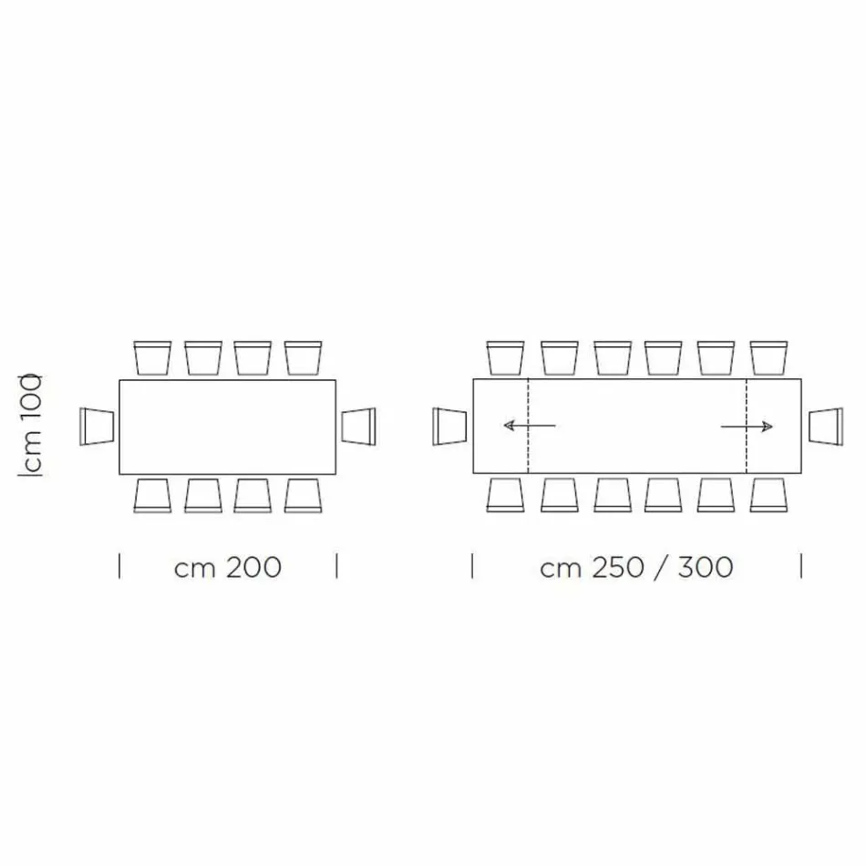 Mesa de Comedor Extensible hasta 300 cm en Laminado Made in Italy - Grotta Viadurini