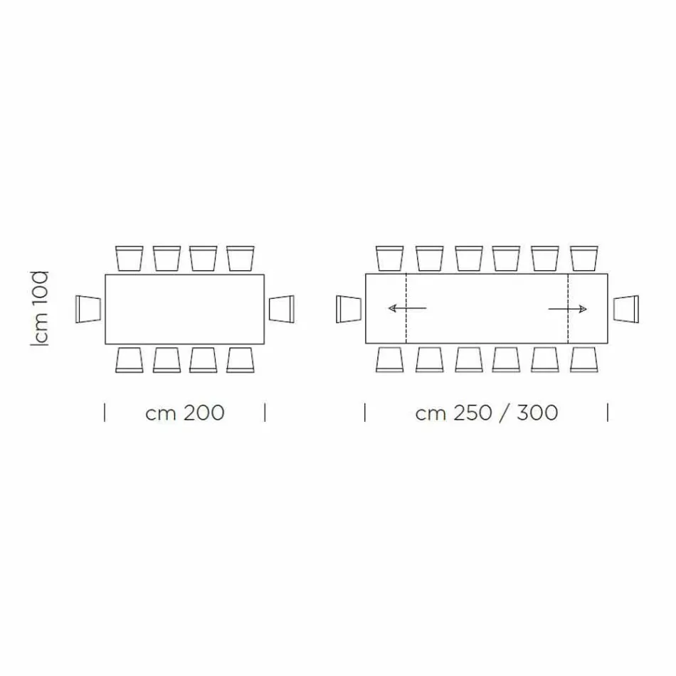 Mesa de comedor extensible hasta 300 cm en laminado Made in Italy - Settimmio Viadurini