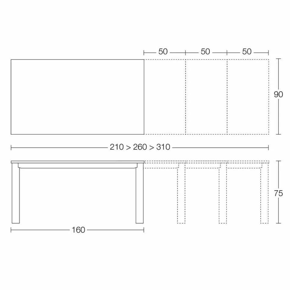 Mesa de comedor extensible hasta 310 cm en cerámica Made in Italy - Pitagora Viadurini