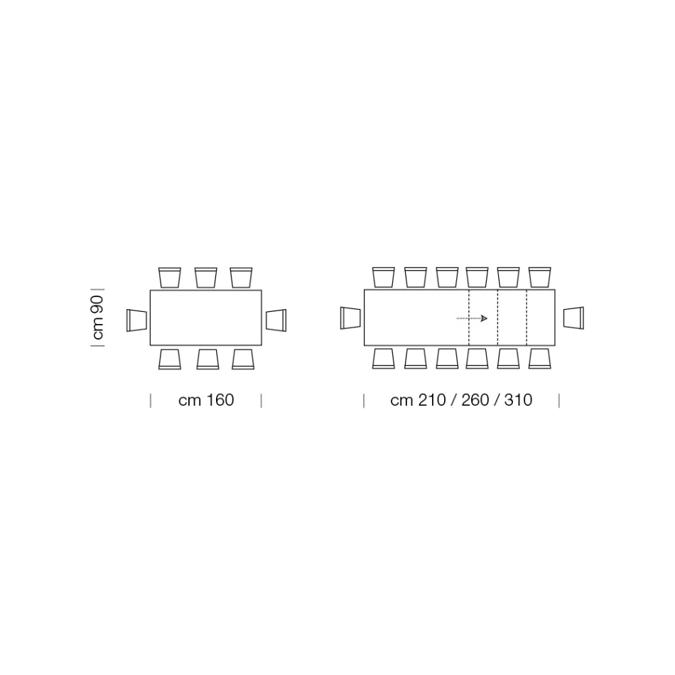 Mesa de Comedor Extensible hasta 310 cm en Melamina Made in Italy - Años Setenta Viadurini