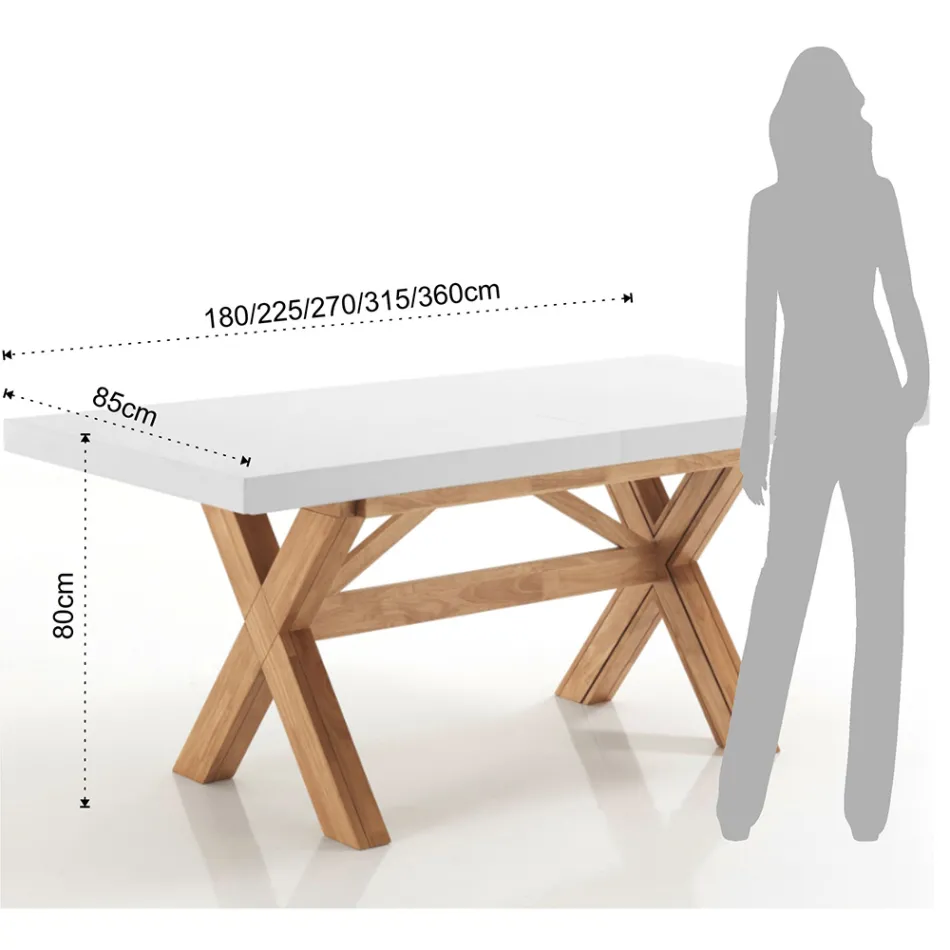 Mesa de comedor extensible hasta 315 cm en madera maciza - Massimo Viadurini