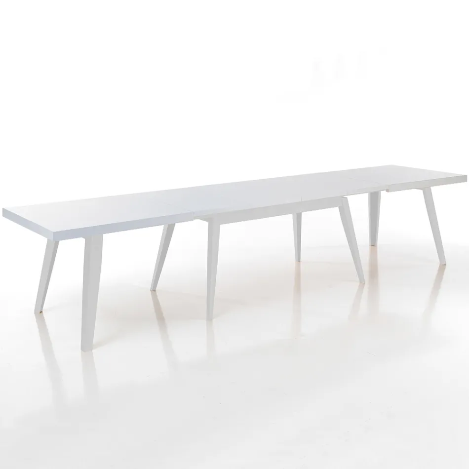 Mesa de comedor extensible hasta 315 cm en mdf y madera maciza - Paolo Viadurini