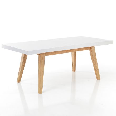 Mesa de comedor extensible hasta 315 cm en mdf y madera maciza - Paolo Viadurini