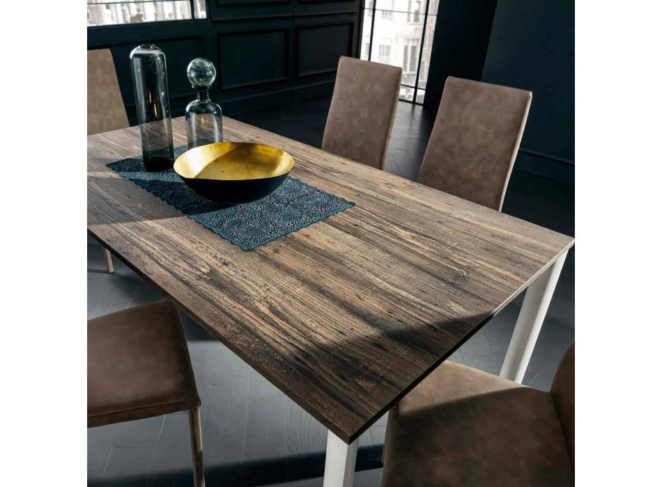 Mesa de comedor extensible hasta 334 cm efecto madera Made in Italy - Maltés Viadurini