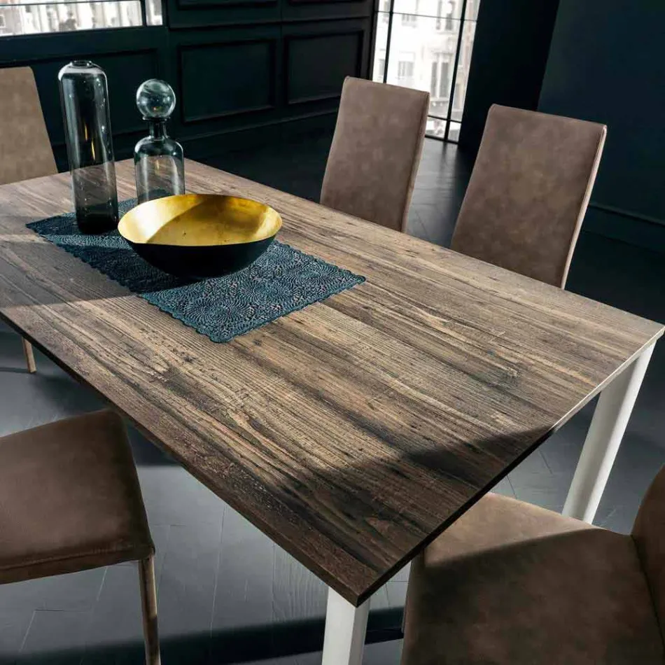 Mesa de comedor extensible hasta 334 cm efecto madera Made in Italy - Maltés Viadurini