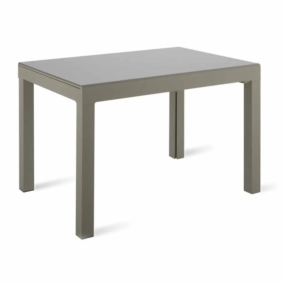 Mesa de comedor extensible hasta 350 cm en vidrio melaminado y metal - Meryl Viadurini