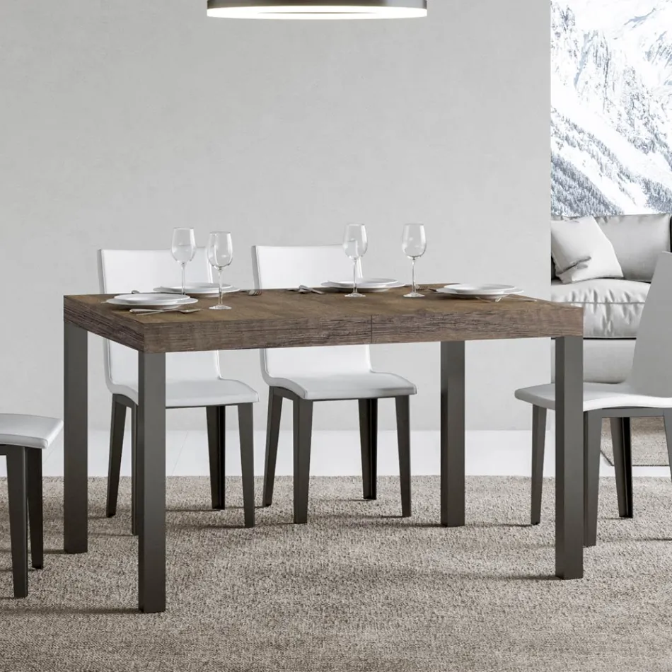 Mesa de Comedor Extensible hasta 440 cm en Madera y Hierro Made in Italy - Foxy Viadurini
