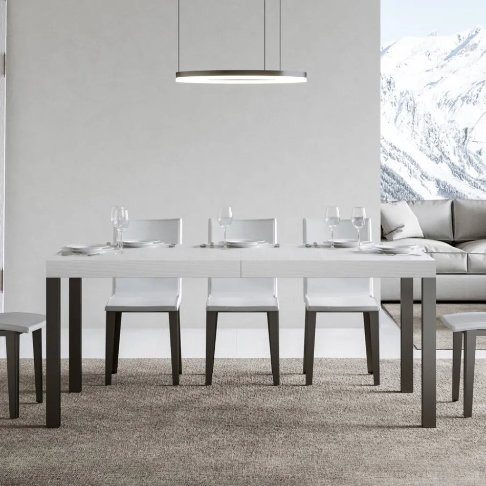Mesa de Comedor Extensible hasta 440 cm en Madera y Hierro Made in Italy - Foxy Viadurini