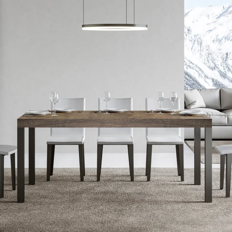 Mesa de Comedor Extensible hasta 440 cm en Madera y Hierro Made in Italy - Foxy Viadurini