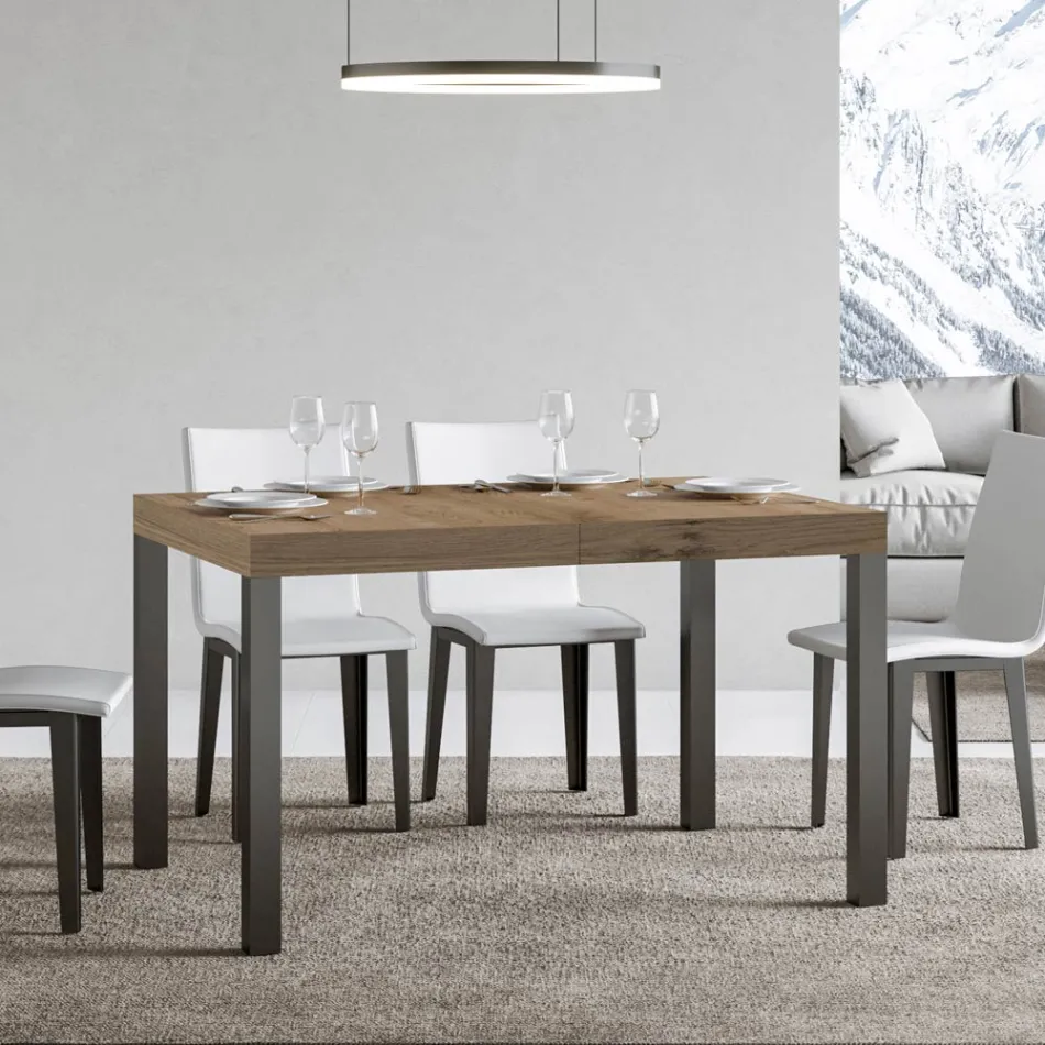 Mesa de Comedor Extensible hasta 440 cm en Madera y Hierro Made in Italy - Foxy Viadurini