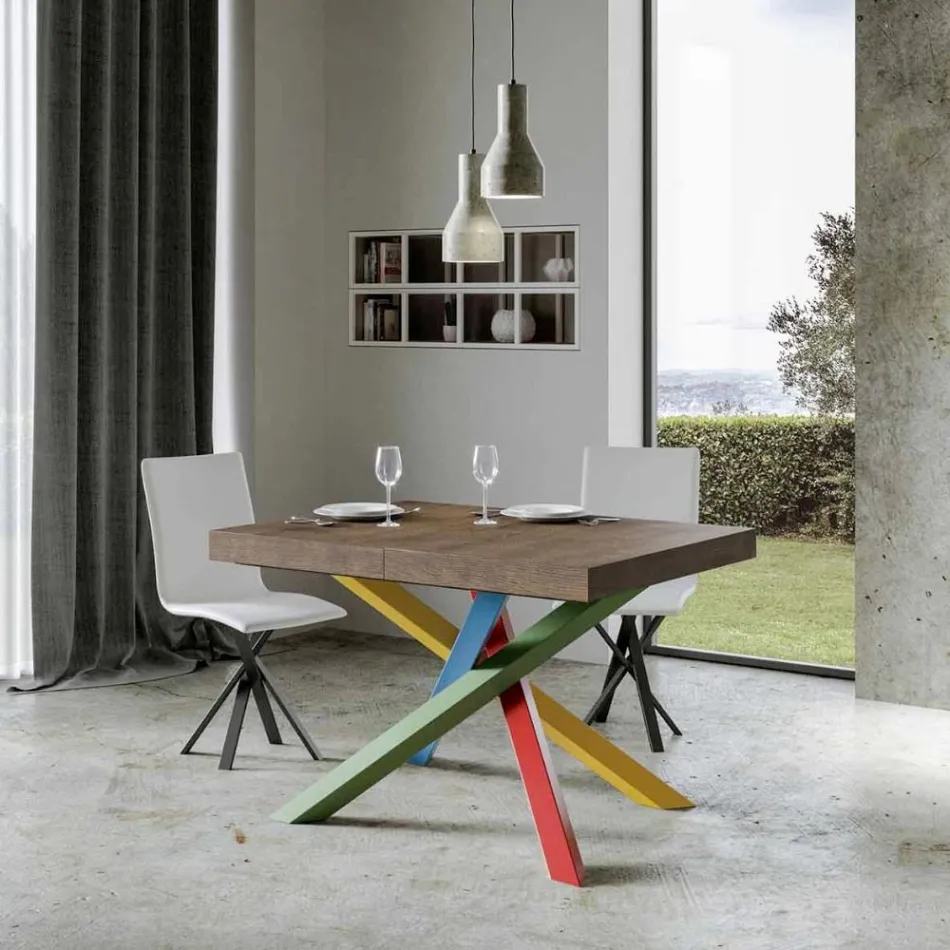 Mesa de comedor extensible hasta 440 cm con tapa de madera Made in Italy - Boan Viadurini