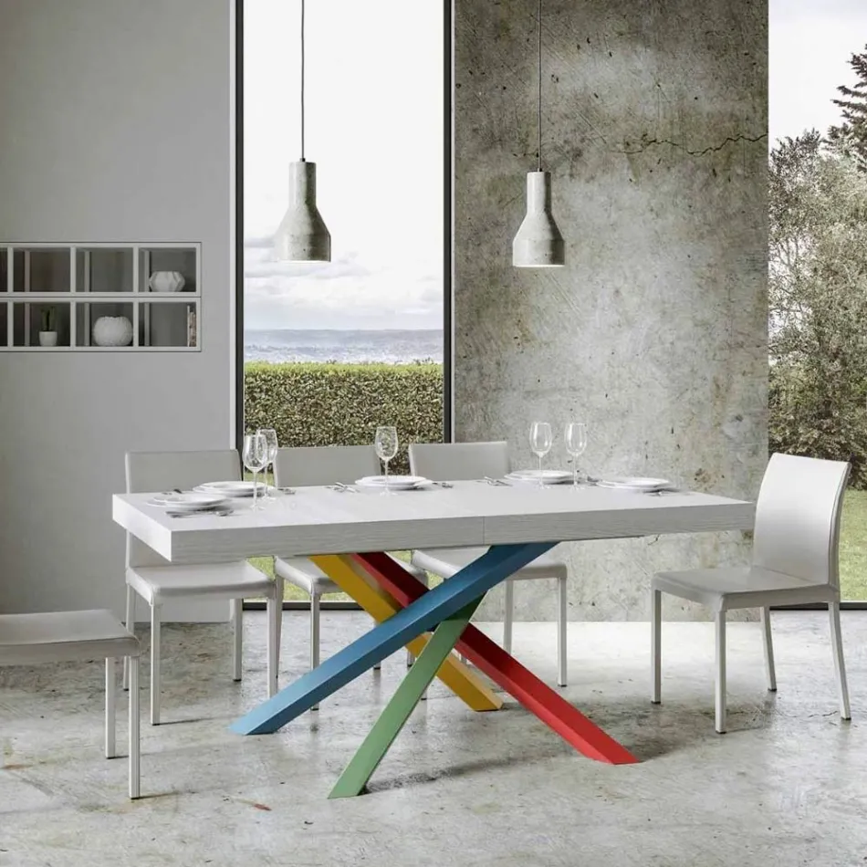 Mesa de comedor extensible hasta 440 cm con tapa de madera Made in Italy - Boan Viadurini