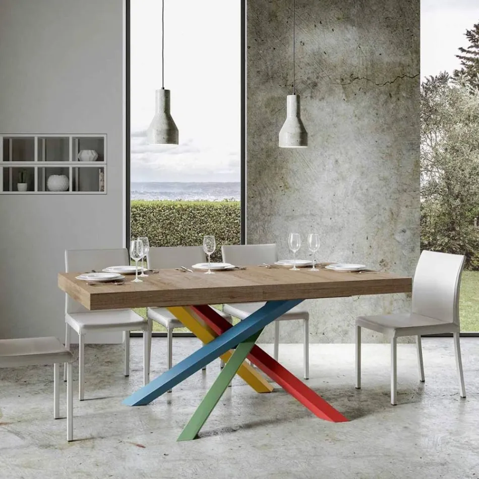 Mesa de comedor extensible hasta 440 cm con tapa de madera Made in Italy - Boan Viadurini