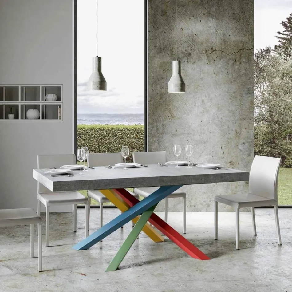 Mesa de comedor extensible hasta 440 cm con tapa de madera Made in Italy - Boan Viadurini