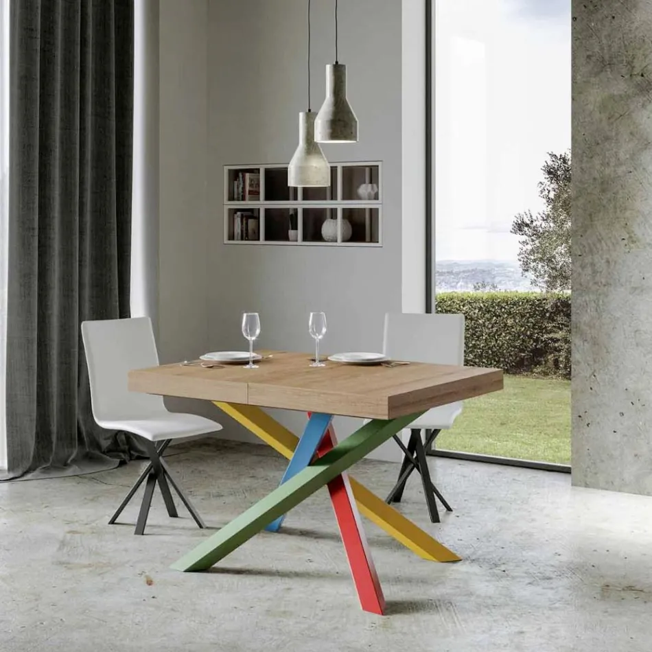 Mesa de comedor extensible hasta 440 cm con tapa de madera Made in Italy - Boan Viadurini