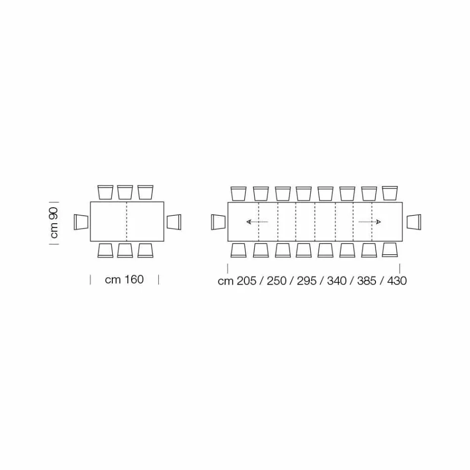 Mesa de comedor extensible hasta 450 cm en laminado Made in Italy - Salentino Viadurini