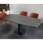 Mesa de Comedor Extensible en Cerámica y Base de Metal - Indira Viadurini