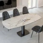 Mesa de Comedor Extensible en Cerámica y Base de Metal - Indira Viadurini