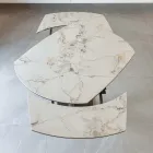 Mesa de Comedor Extensible en Cerámica y Base de Metal - Indira Viadurini