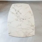 Mesa de Comedor Extensible en Cerámica y Base de Metal - Indira Viadurini