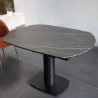 Mesa de Comedor Extensible en Cerámica y Base de Metal - Indira Viadurini