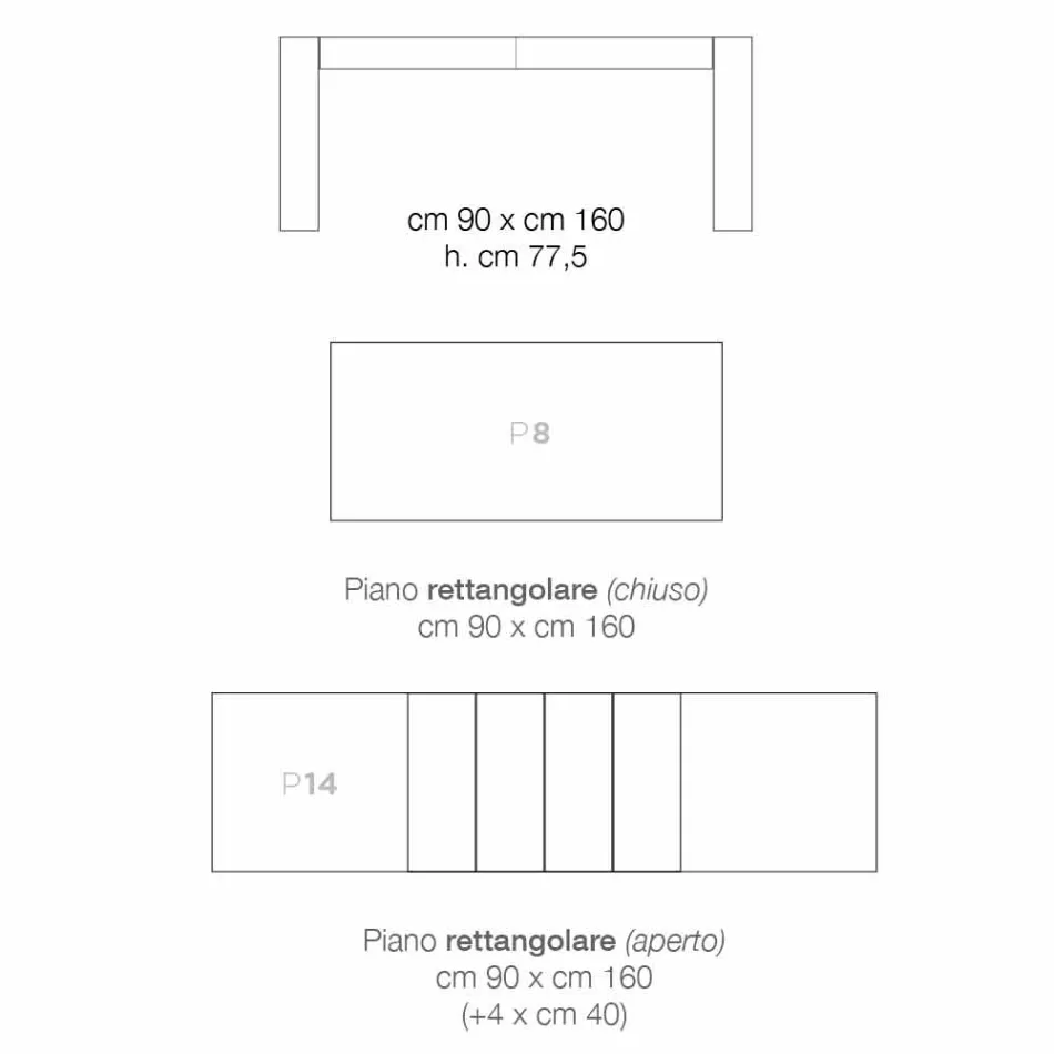 Mesa de comedor extensible en madera de melamina hecha en Italia, Oky Viadurini