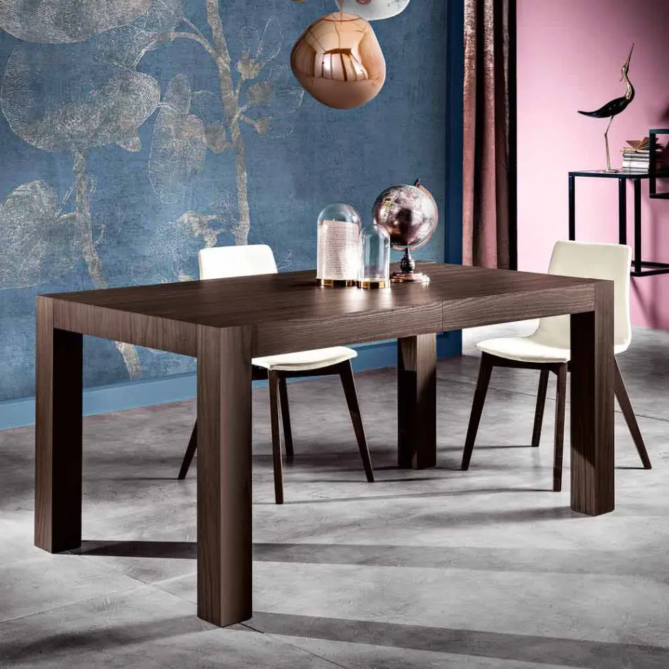 Mesa de comedor extensible en madera de melamina hecha en Italia, Oky Viadurini