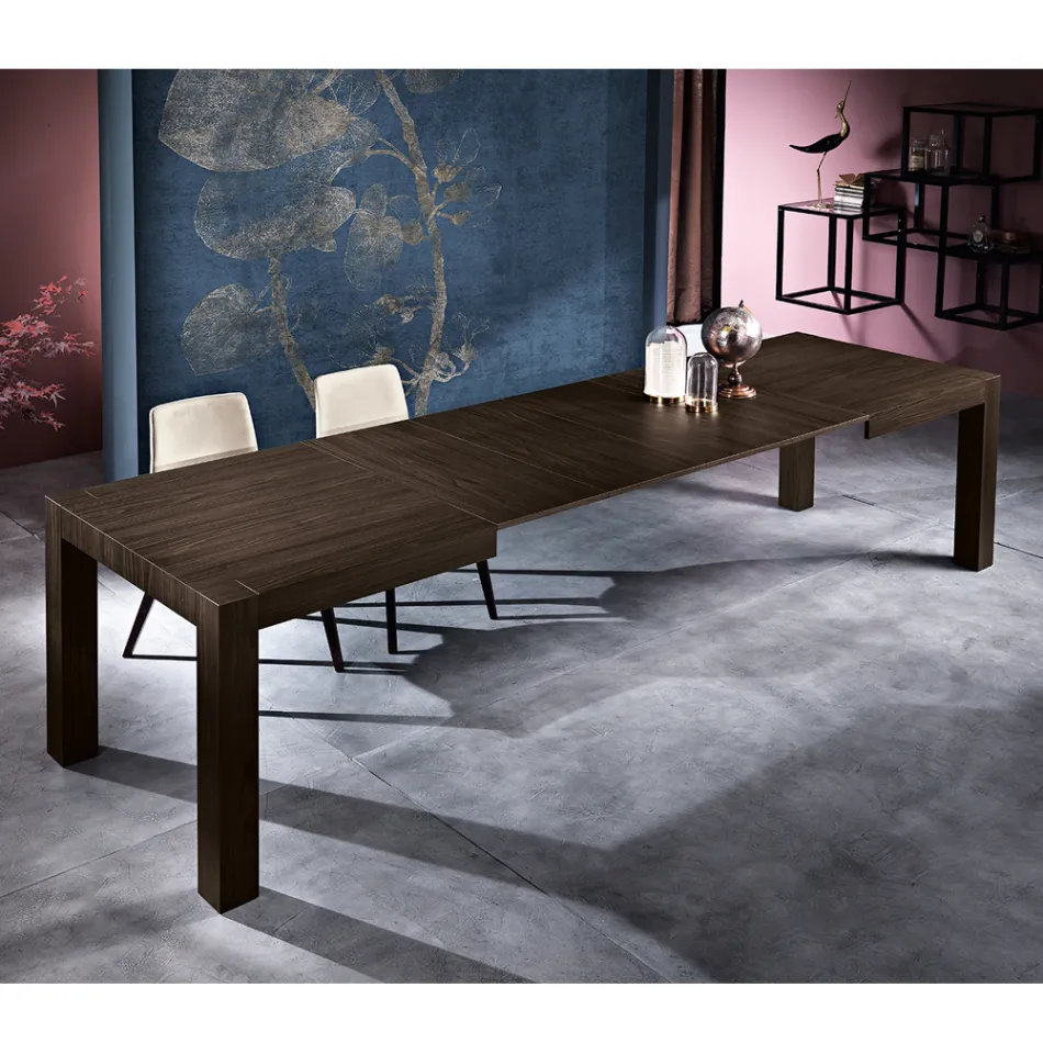 Mesa de comedor extensible en madera de melamina hecha en Italia, Oky Viadurini