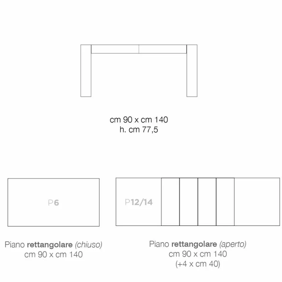 Mesa de comedor extensible en madera de melamina hecha en Italia, Oky Viadurini