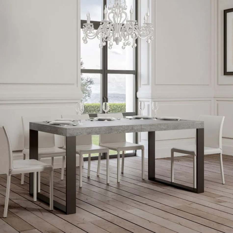 Mesa de comedor extensible en madera de melamina y hierro Made in Italy - Badesi Viadurini
