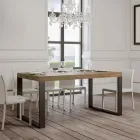 Mesa de comedor extensible en madera de melamina y hierro Made in Italy - Badesi Viadurini