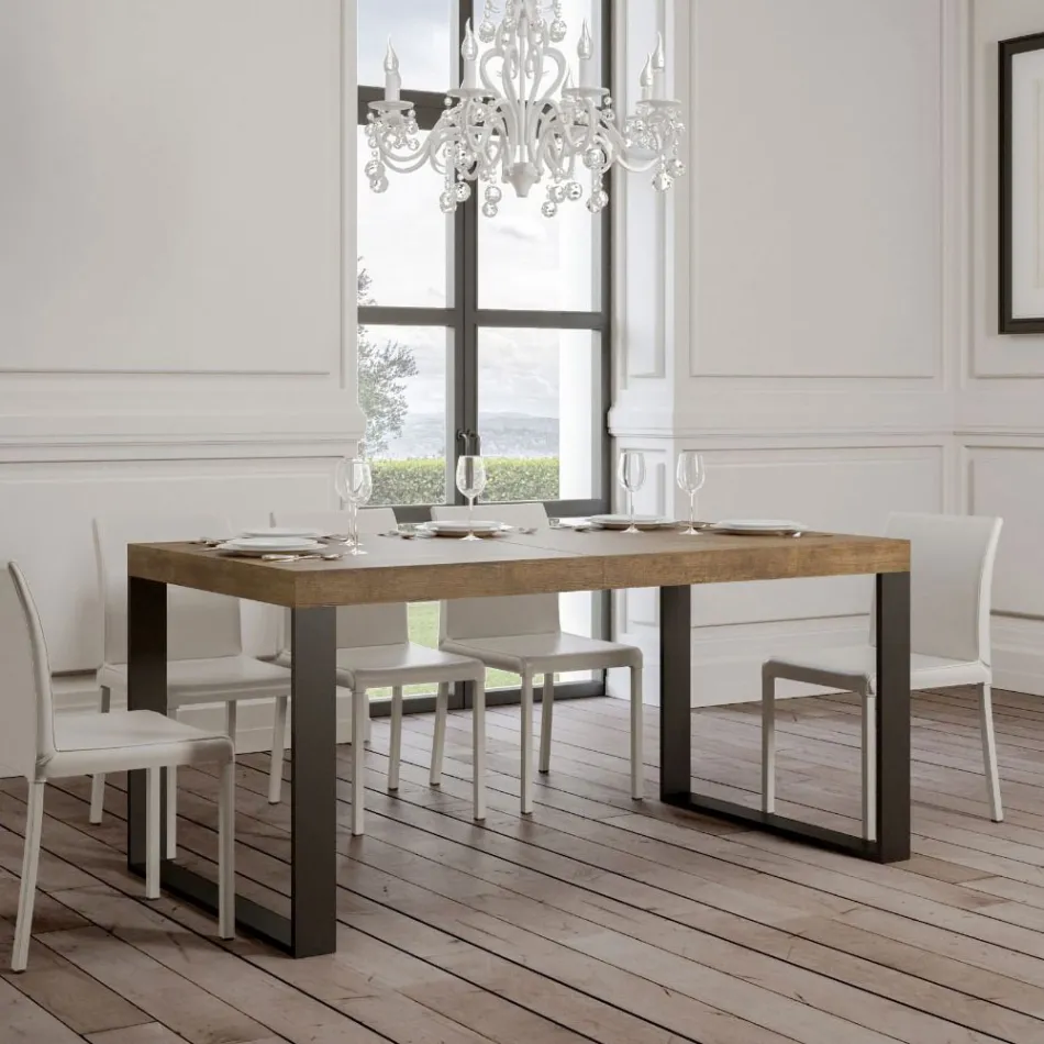 Mesa de comedor extensible en madera de melamina y hierro Made in Italy - Badesi Viadurini