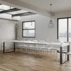 Mesa de comedor extensible en madera de melamina y hierro Made in Italy - Badesi Viadurini