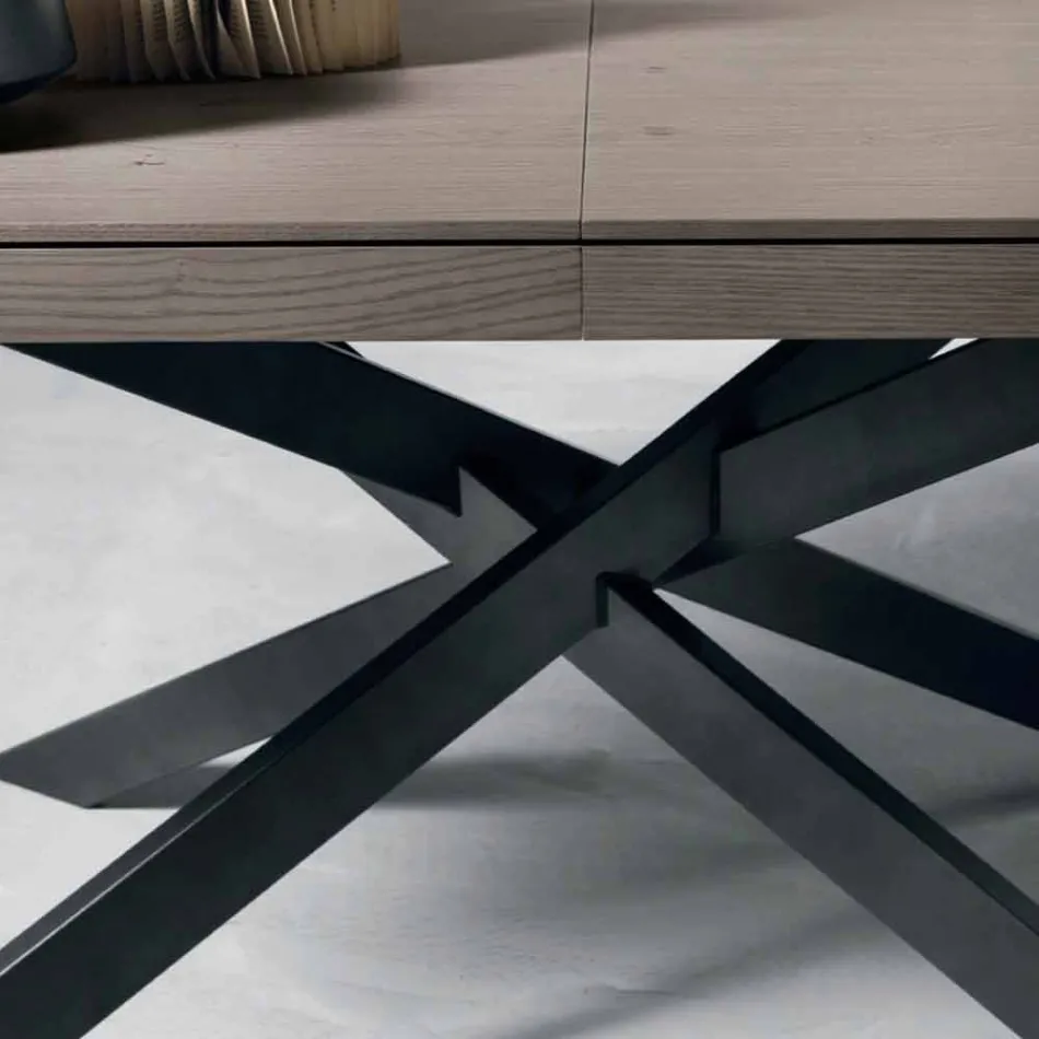 Mesa de comedor extensible en madera de roble L315cm hecha en Italia Oncino Viadurini