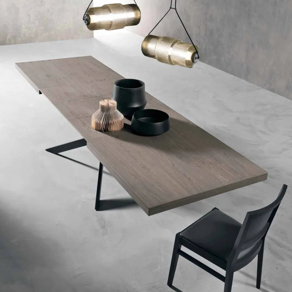 Mesa de comedor extensible en madera de roble L315cm hecha en Italia Oncino Viadurini