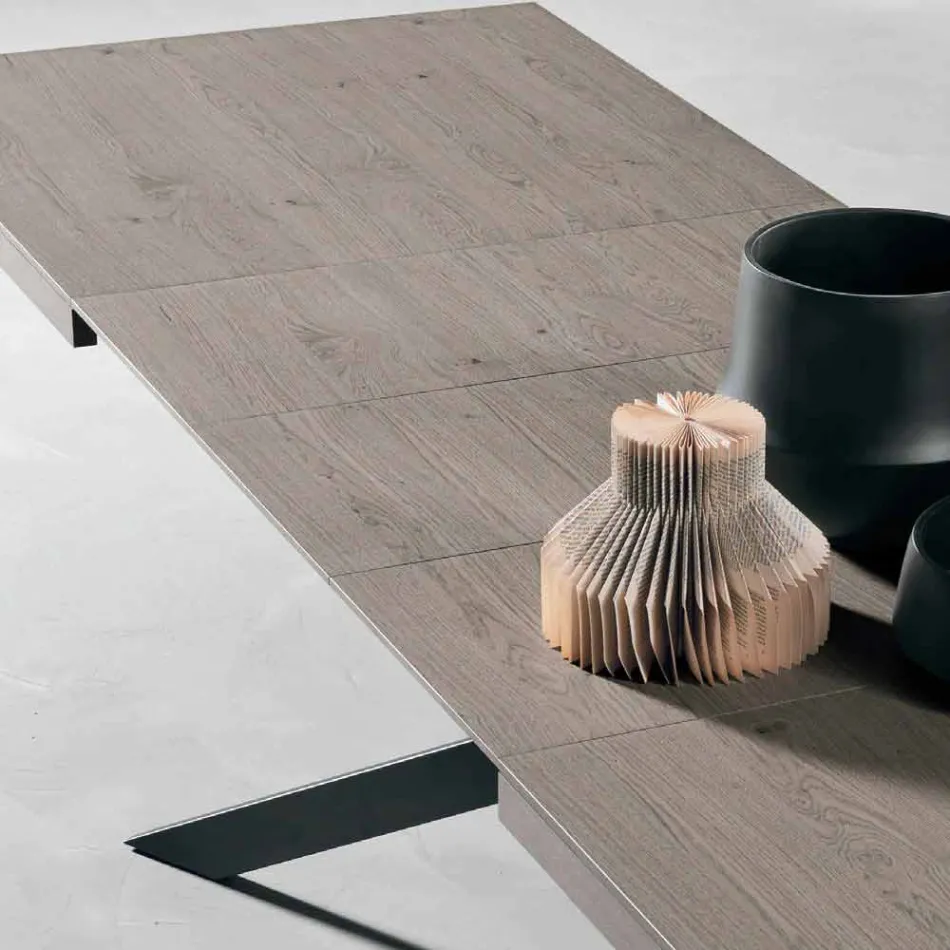 Mesa de comedor extensible en madera de roble L315cm hecha en Italia Oncino Viadurini
