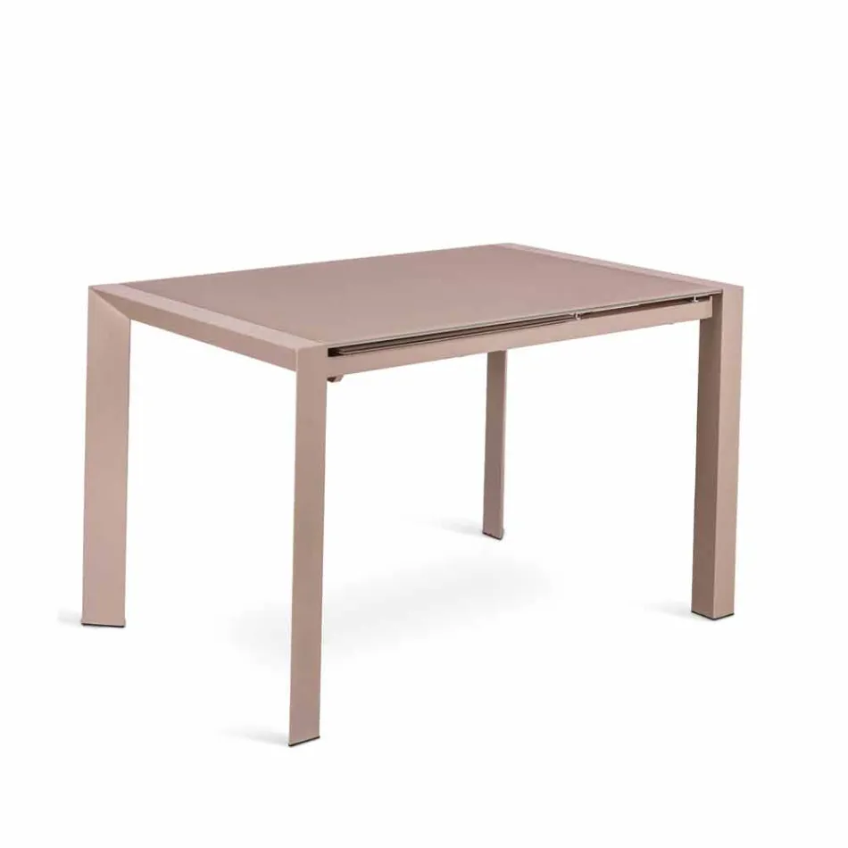 comedor mesa de vidrio y metal mesa de Oddo Viadurini