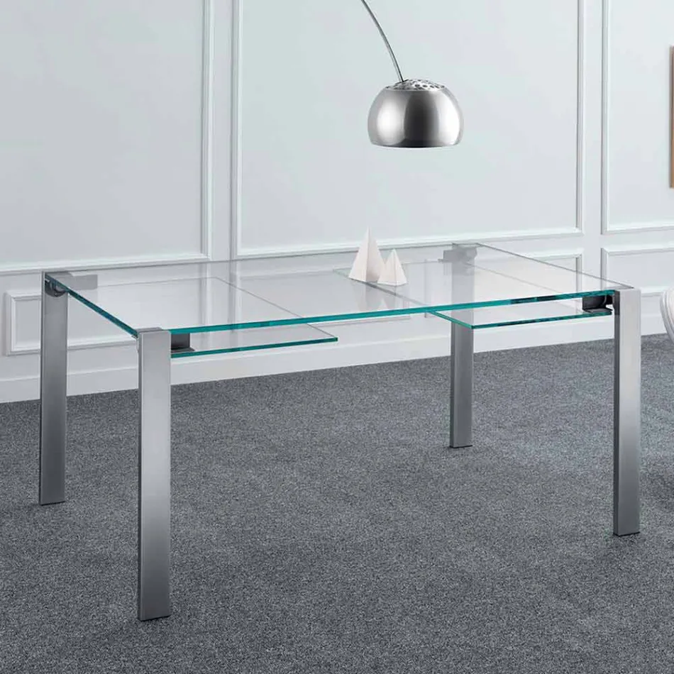 Mesa de comedor extensible en vidrio extraligero y metal Made in Italy - Sopot Viadurini