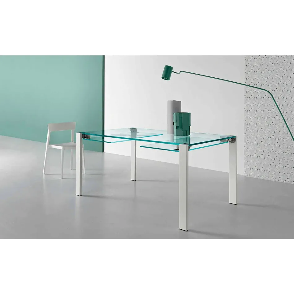 Mesa de comedor extensible en vidrio extraligero y metal Made in Italy - Sopot Viadurini