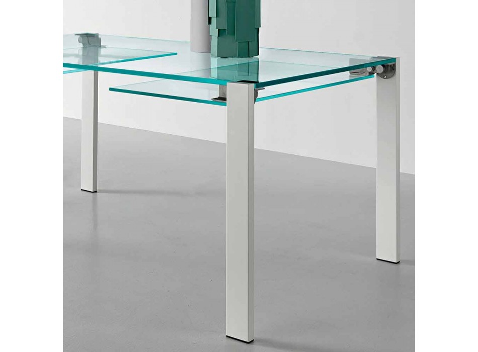 Mesa de comedor extensible en vidrio extraligero y metal Made in Italy - Sopot Viadurini