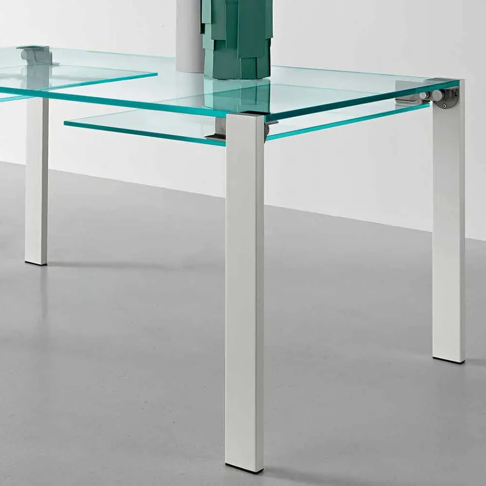 Mesa de comedor extensible en vidrio extraligero y metal Made in Italy - Sopot Viadurini