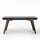 Mesa de comedor de vidrio ahumado extensible Dimitri hecha en Italia Viadurini