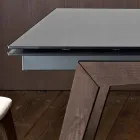 Mesa de comedor de vidrio ahumado extensible Dimitri hecha en Italia Viadurini