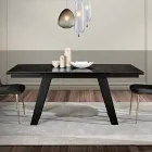 Mesa de comedor extensible de vitrocerámica y metal Made in Italy - Ania Viadurini