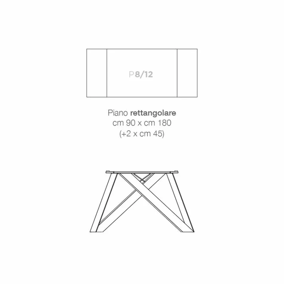 Mesa de comedor de vidrio cerámico extensible hecha en Italia, Wilmer Viadurini