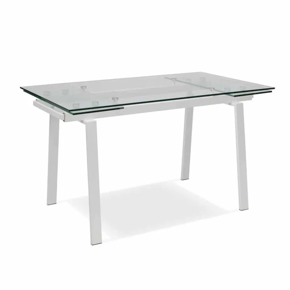 Mesa de comedor moderna de vidrio extensible, L140 / 200x P80 cm, Nardo Viadurini